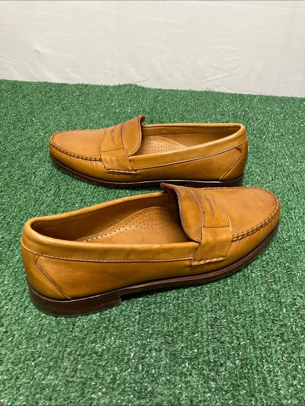 Men's Allen Edmonds Tan Leather Cavanaugh Penny Loafers sz 11.5 (OKPM-09-027)